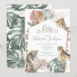 Tropisch wild dier palmgoud Baby shower Kaart