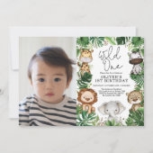 Tropisch wild één Safari-dier 1e verjaardag jongen Kaart (Voorkant)