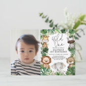 Tropisch wild één Safari-dier 1e verjaardag jongen Kaart (Staand voorkant)