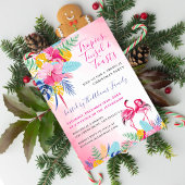 Tropisch Wild Forest Flamingo Kerstfeest Kaart