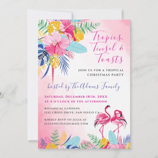 Tropisch Wild Forest Flamingo Kerstfeest Kaart (Voorkant)