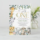 Tropisch Wild One Safari Animals Boy Baby shower Kaart (Staand voorkant)
