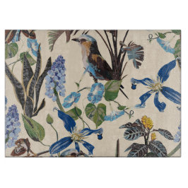 Tropisch  wildpatroon met vogeltje. snijplank