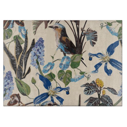 Tropisch  wildpatroon met vogeltje. snijplank (Voorkant)