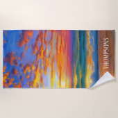 Tropisch wisbare Ocean Sunset met persoonlijke naa Strandlaken (Voorkant)