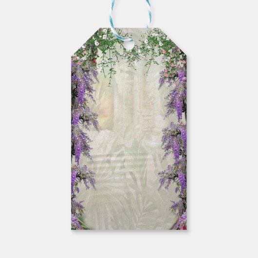 Tropisch Wisteria Paradise bij het Gouden Paleis Cadeaulabel (Achterkant)