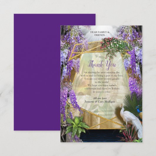 Tropisch Wisteria Paradise bij het Gouden Paleis RSVP Kaartje (Voorkant / Achterkant)