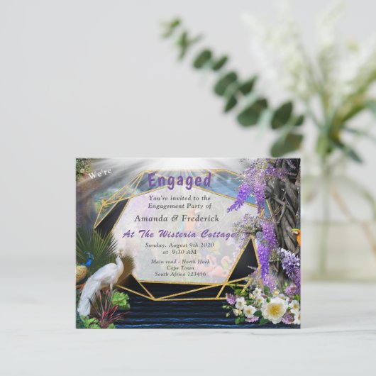 Tropisch Wisteria Paradise bij het Gouden Paleis Uitnodiging Briefkaart (Staand voorkant)