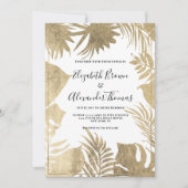 Tropisch wit bladblad lijst floral bruiloft kaart (Voorkant)