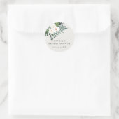 Tropisch wit bloemengroen ronde sticker (Tas)