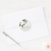 Tropisch wit bloemengroen ronde sticker (Envelop)