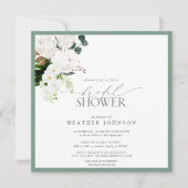 Tropisch wit en groen Waterverf Vrijgezellenfeest Kaart (Voorkant)