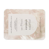 Tropisch wit/goud palmblad zomer bruiloft foto magneet (Horizontaal)