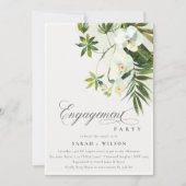 Tropisch wit orchidee palm fauna Verloving Invite Bedankkaart (Voorkant)