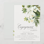 Tropisch wit orchidee palm fauna Verloving Invite Bedankkaart (Voorkant / Achterkant)