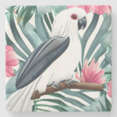 Tropisch wit vogelvogelpatroon stenen onderzetter (Voorkant)