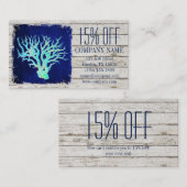 Tropisch witgewassen hout nautisch koraalrif visitekaartje (Voorkant / Achterkant)