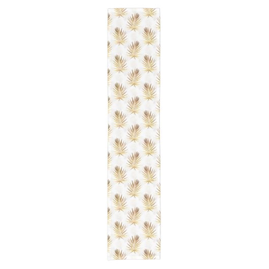 Tropisch witgouden palmbladeren groen korte tafelloper (Voorkant)