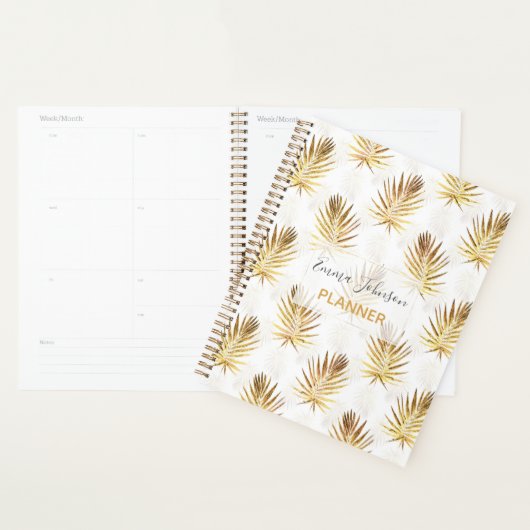 Tropisch witgouden palmbladeren groen planner (Display)
