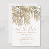 tropisch witte goudpalmboom, behalve de datum save the date (Voorkant)
