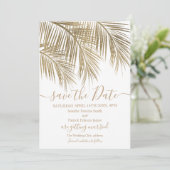 tropisch witte goudpalmboom, behalve de datum save the date (Staand voorkant)
