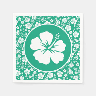 Tropisch-witte hibiscus op groen servet