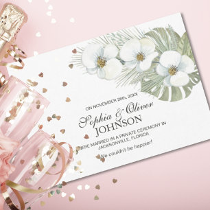 Tropisch-witte orchidee bruiloft aankondiging