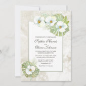 Tropisch-witte orchidee-Floral bruiloft Kaart (Voorkant)