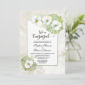 Tropisch Witte Orchidee Floral Engagement Party Kaart (Staand voorkant)