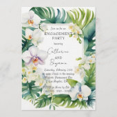 Tropisch Witte Orchidee & Groene Verloving Feest Kaart (Voorkant)