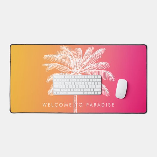 Tropisch-witte palmboomzonsondergang bureaumat (Keyboard & Muis)