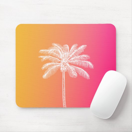 Tropisch-witte palmboomzonsondergang muismat (Met muis)