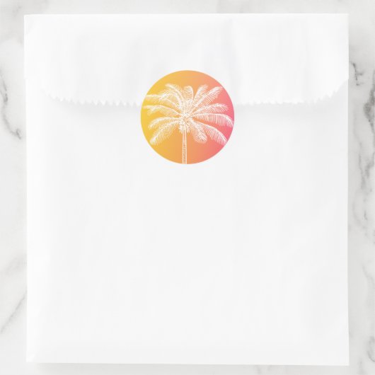 Tropisch-witte palmboomzonsondergang ronde sticker (Tas)