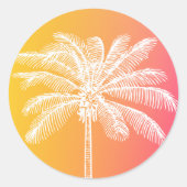 Tropisch-witte palmboomzonsondergang ronde sticker (Voorkant)