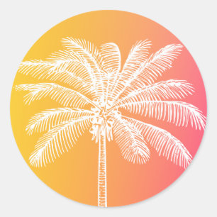 Tropisch-witte palmboomzonsondergang ronde sticker
