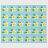 Tropisch witte pannenplaag op blauw cadeaupapier (Vlak)