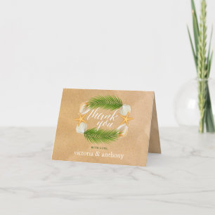 Tropisch Wreath Sandy Beach Wedding Bedankkaart