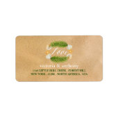 Tropisch Wreath Sandy Beach Wedding Etiket (Voorkant)