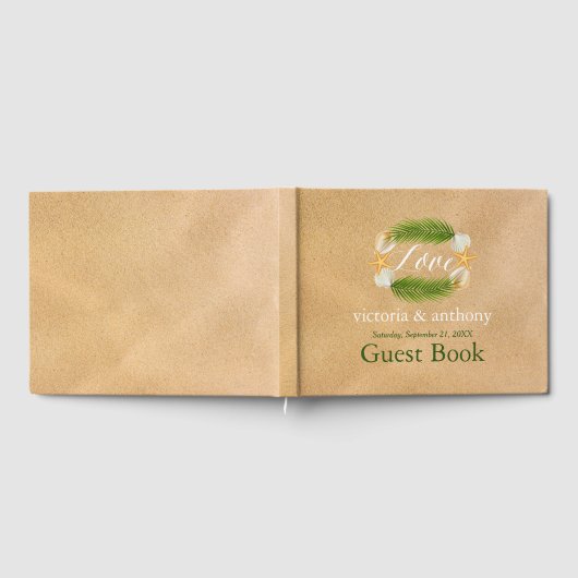 Tropisch Wreath Sandy Beach Wedding Gastenboek (Volledig)