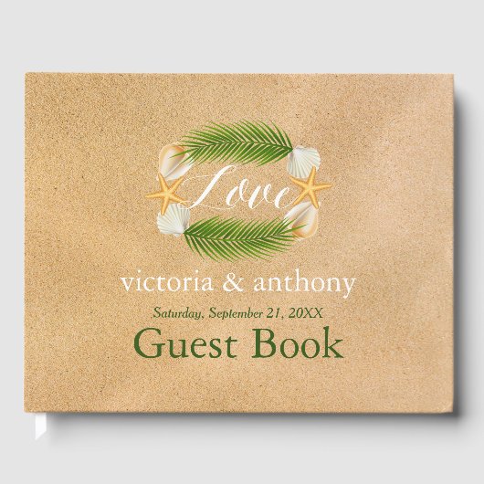 Tropisch Wreath Sandy Beach Wedding Gastenboek (Voorkant)