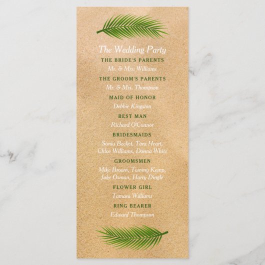 Tropisch Wreath Sandy Beach Wedding Programmakaart (Achterkant)