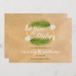 Tropisch Wreath Sandy Beach Wedding Save The Date