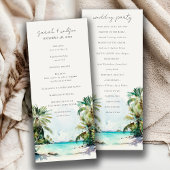 Tropisch zand Beach Palm Trees Wedding Programme Kaart