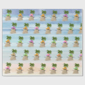 Tropisch zand Man met palmboom Cadeaupapier (Vlak)