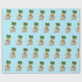 Tropisch zand Man met palmboom Cadeaupapier (Vlak)