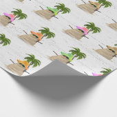 Tropisch zand Man met palmboomkrulpapier Cadeaupapier (Hoek)