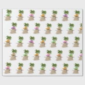 Tropisch zand Man met palmboomkrulpapier Cadeaupapier (Vlak)