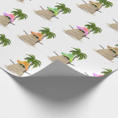 Tropisch zand Man met palmboomkrulpapier Cadeaupapier (Hoek)