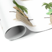 Tropisch zand Man met palmboomkrulpapier Cadeaupapier (Rol Hoek)