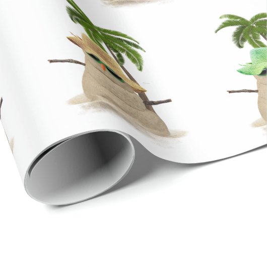 Tropisch zand Man met palmboomkrulpapier Cadeaupapier (Rol Hoek)